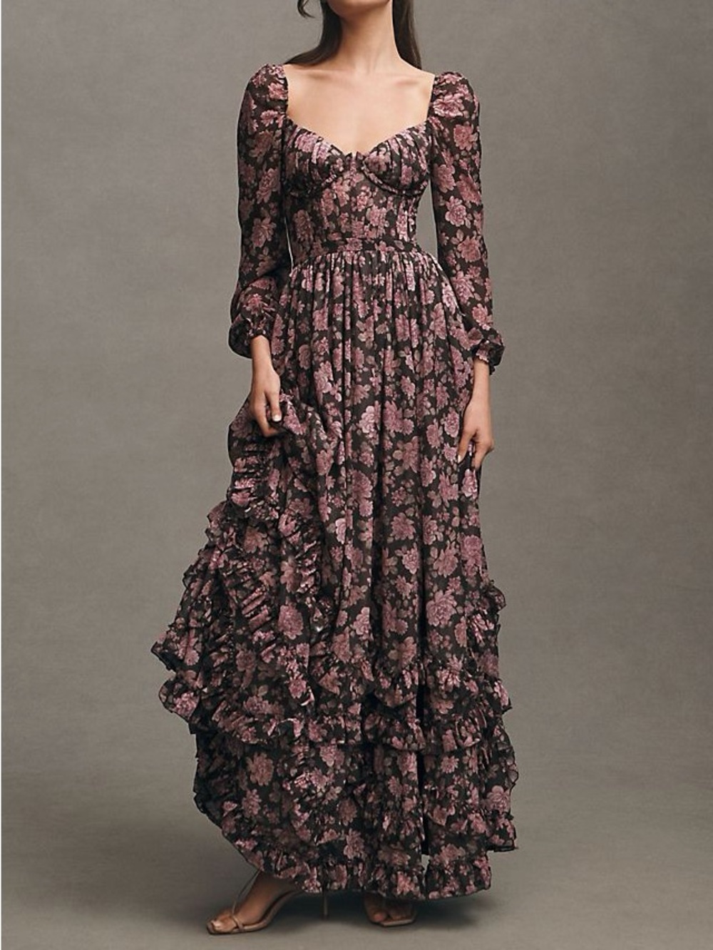 The Carmella Dress in Chocolate Peony Print – Worn Once
